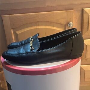 Naturalizer Black Leather Flats with Gold Detail